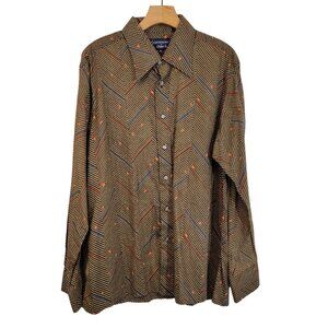 Vintage Givenchy Shirt For Chesa Brown Striped Long Sleeve Button Up Mens XL